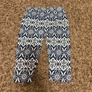 Kate Quinn Leggings 18-24 Months Blue and White Geometric Print Elastic Waist